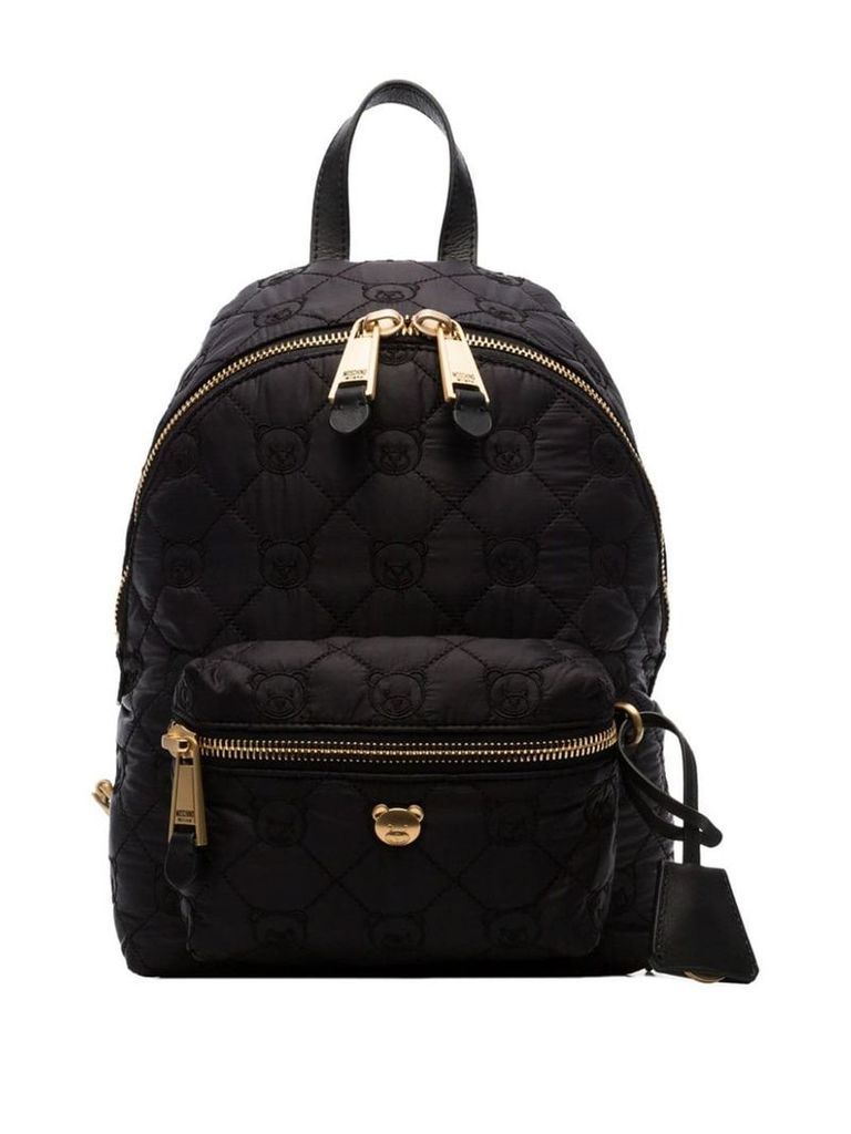 Moschino black Quilted teddy bear motif backpack