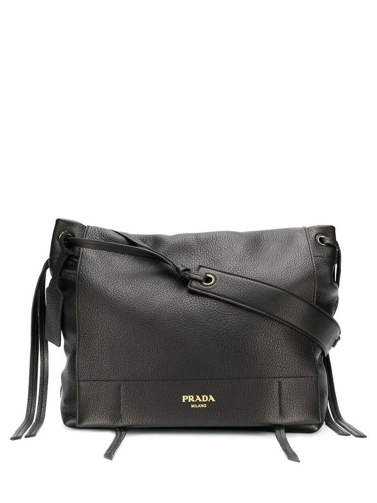 Prada front flap shoulder bag - Black