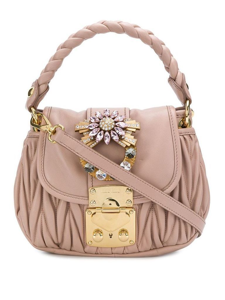 Miu Miu chevron pleated embellished shoulder bag - PINK