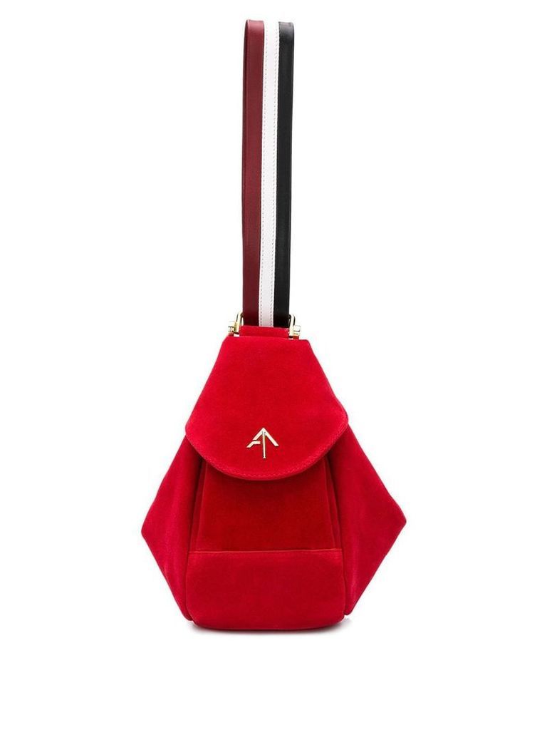 Manu Atelier red, white and black micro fernweh suede leather bag