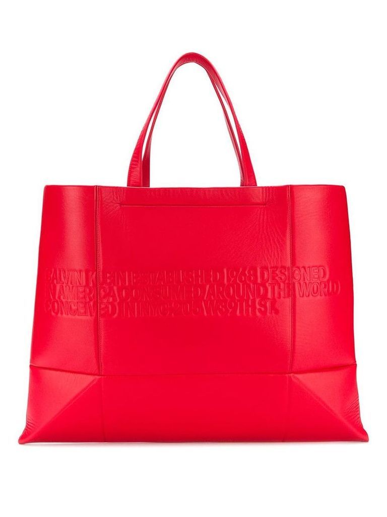 Calvin Klein 205W39nyc embossed logo tote bag - Red