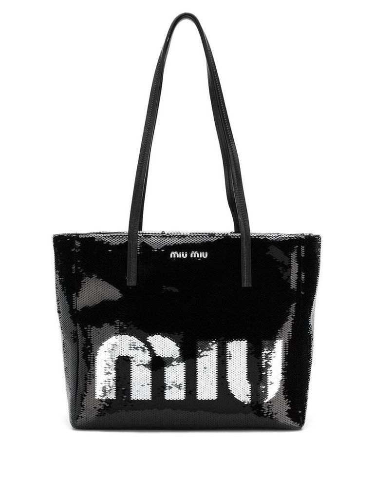 Miu Miu logo sequin tote bag - Black