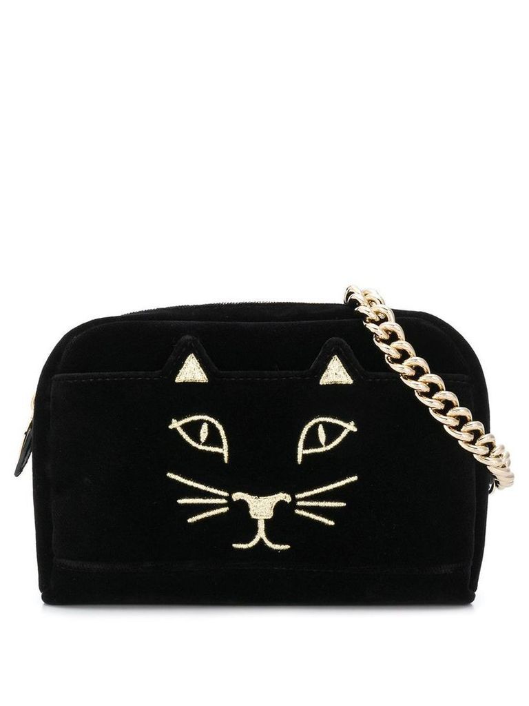 Charlotte Olympia embroidered kitty belt bag - Black