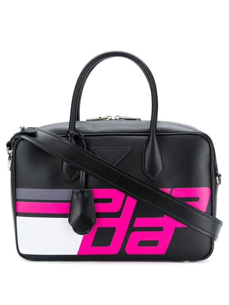 Prada logo print top handle bag - Black