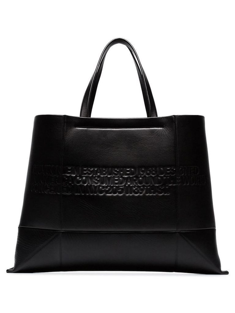 Calvin Klein 205W39nyc black geometric embossed leather tote