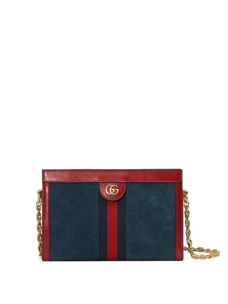 Gucci Red and navy Ophidia small suede and leather shoulder bag - Blue
