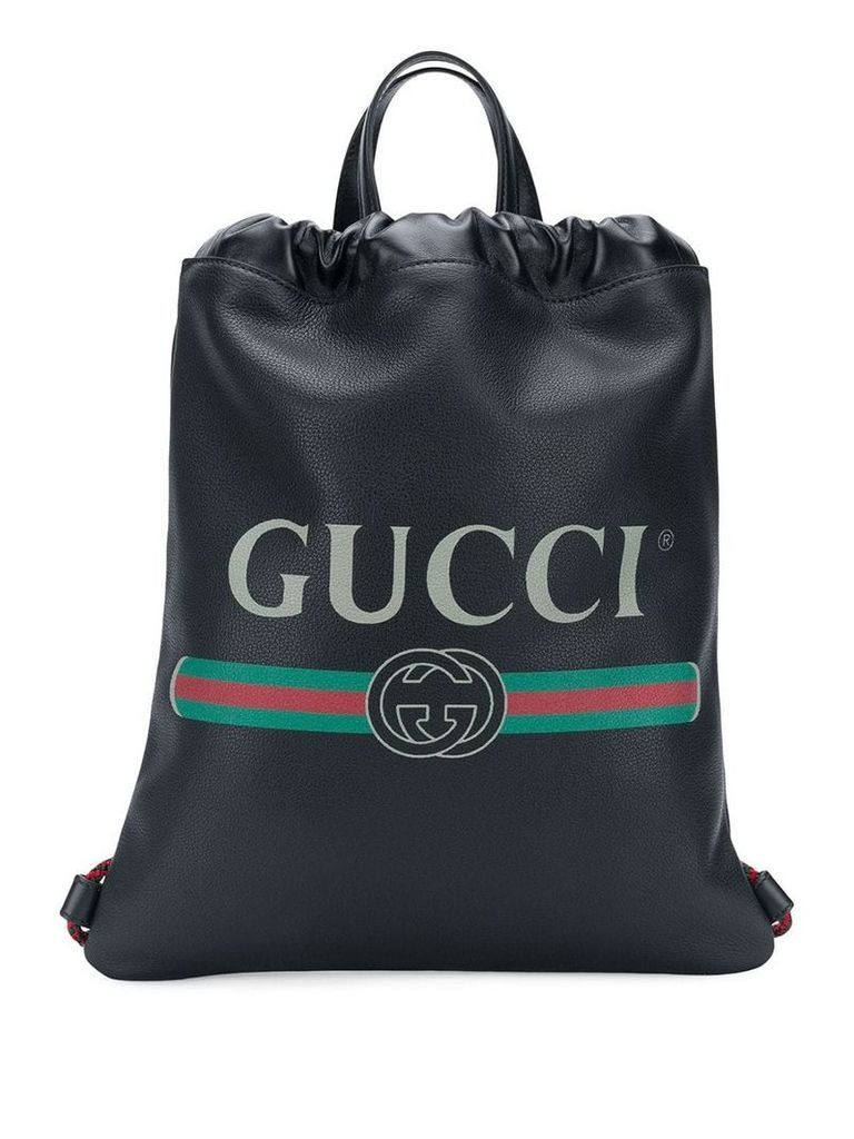Gucci logo drawstring backpack - Black