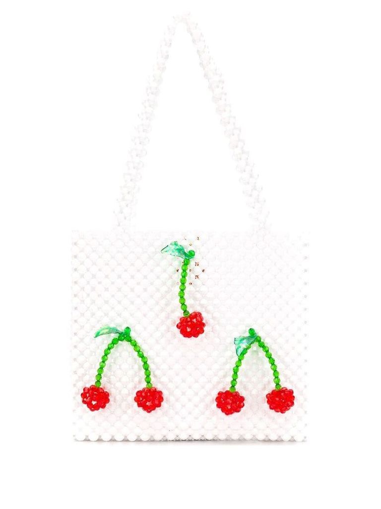 Susan Alexandra cherry beaded bag - White