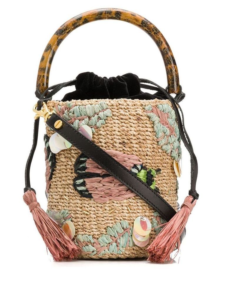 Aranáz embroidered bucket bag - NEUTRALS