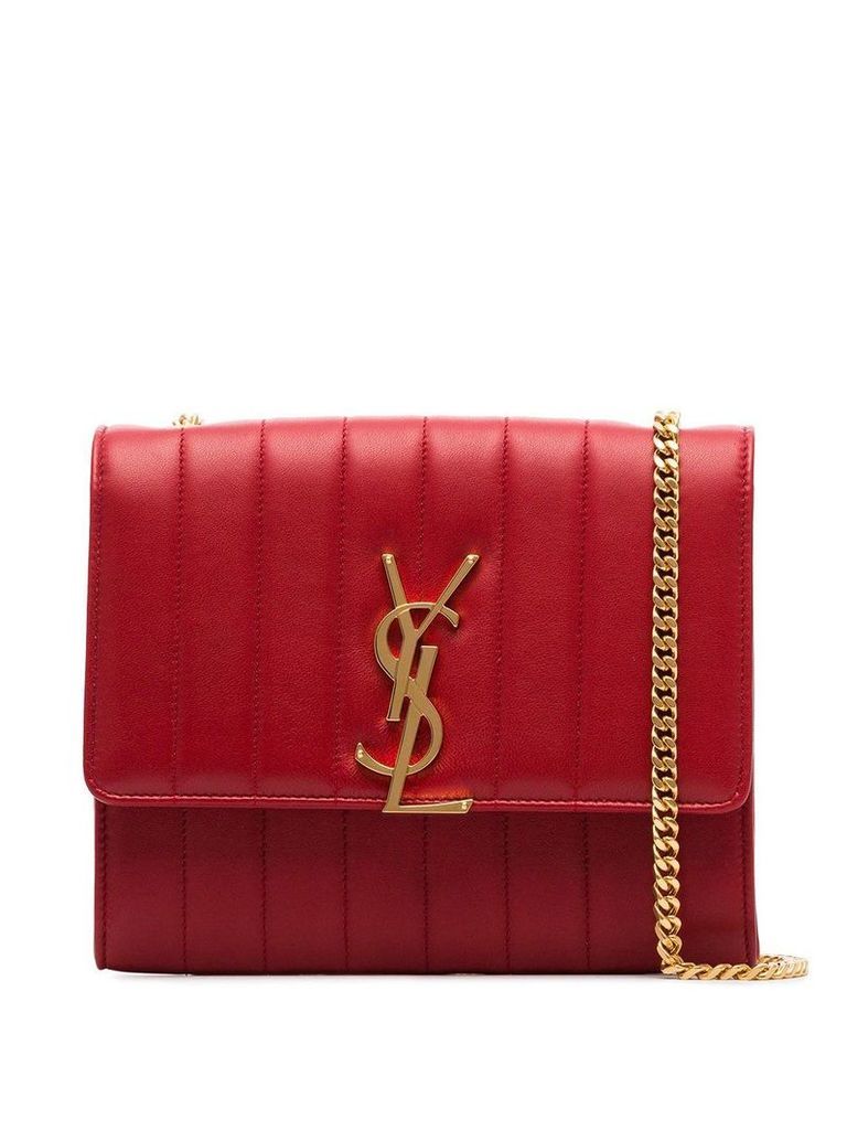 Saint Laurent red vicky quilted leather clutch bag