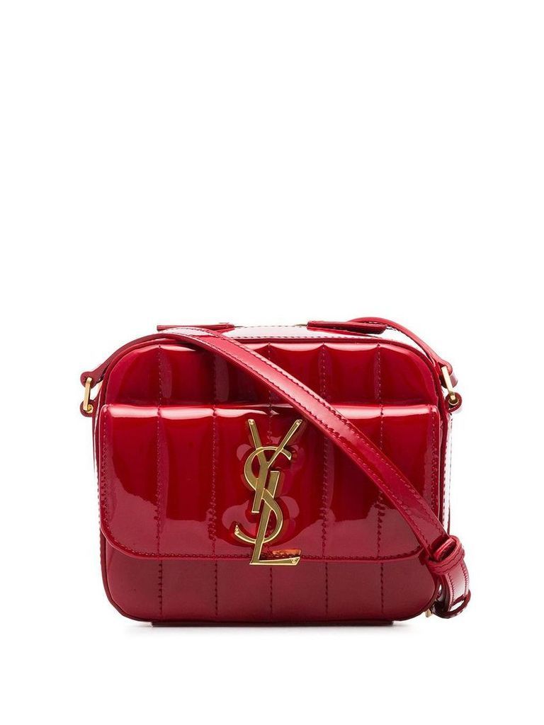 Saint Laurent pillarbox red Vicky quilted patent leather camera bag