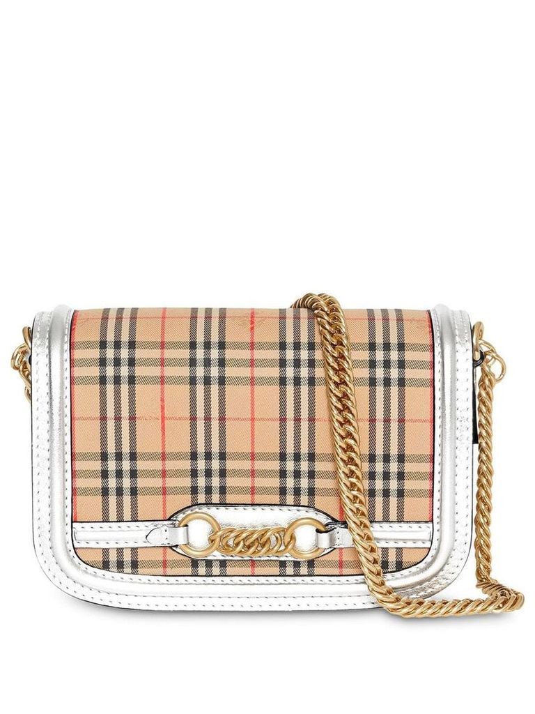 Burberry The 1983 Check Link Bag with Leather Trim - Neutrals