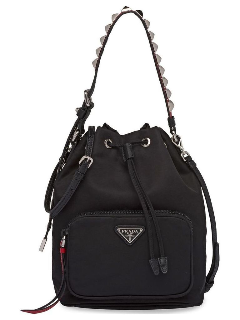 Prada studded-strap shoulder bag - Black