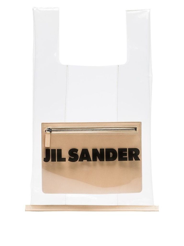 Jil Sander transparent logo market bag - NEUTRALS
