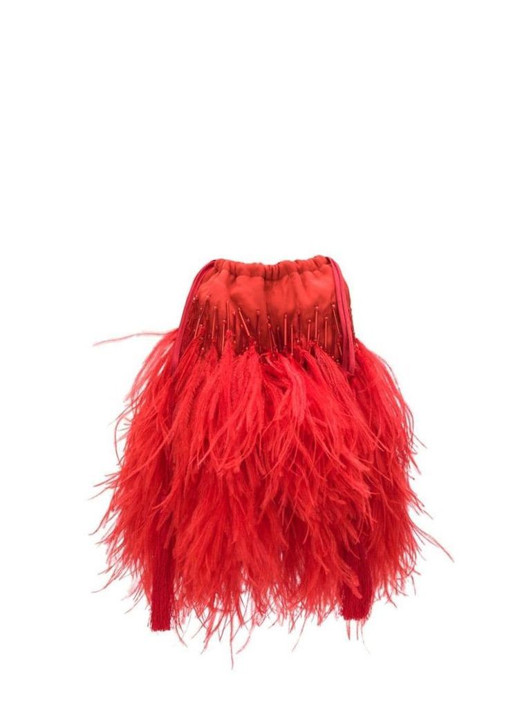 Attico feathers mini bag - Red