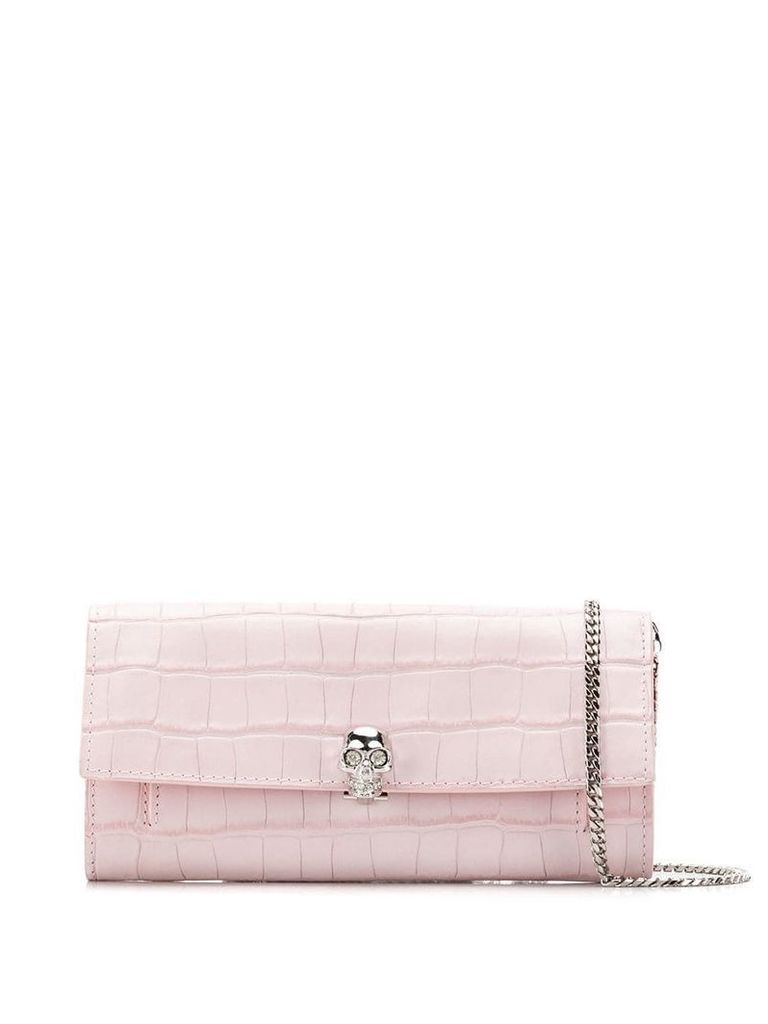 Alexander McQueen Skull snakeskin clutch bag - Pink