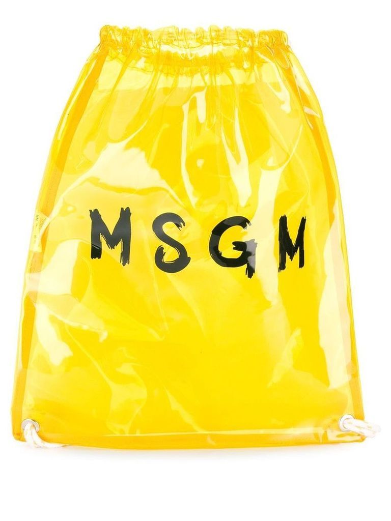 MSGM clear logo print backpack - Yellow