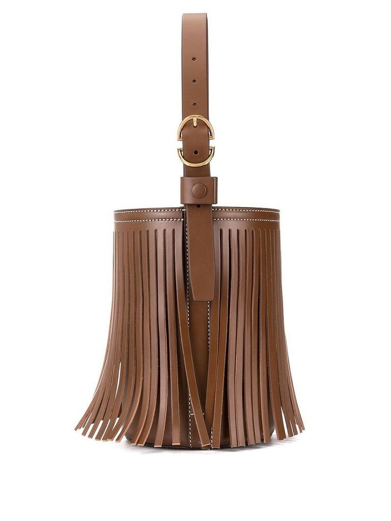Trademark fringed bucket bag - Brown