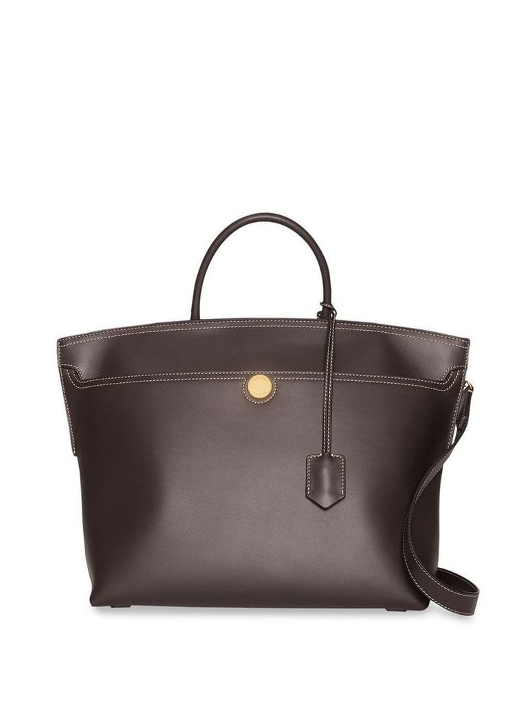 Burberry Leather Society Top Handle Bag - Brown