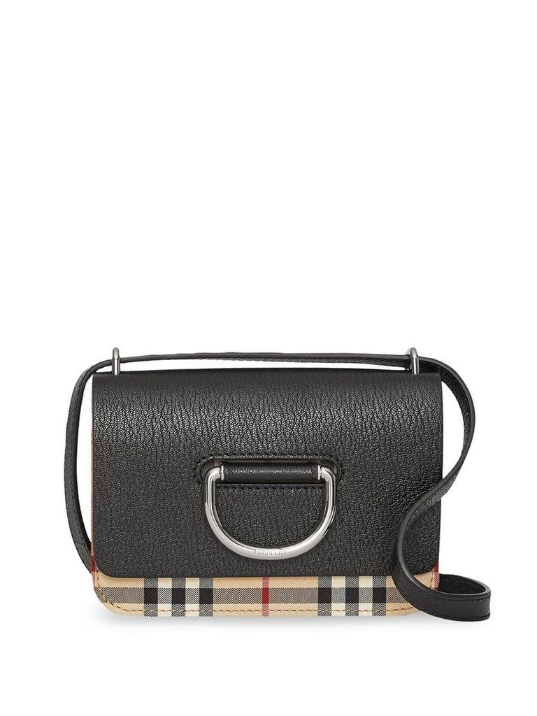 Burberry The Mini Vintage Check and Leather D-ring Bag - Black