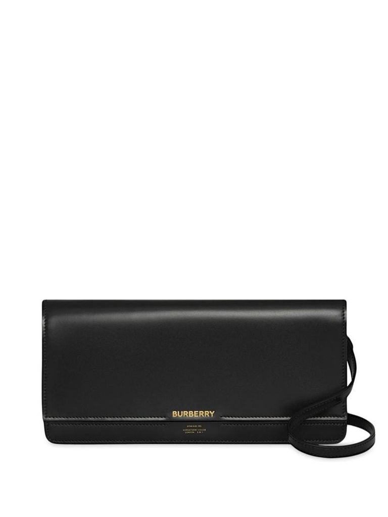 Burberry Horseferry Print Leather Bag with Detachable Strap - Black
