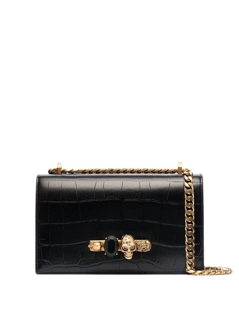 Alexander McQueen leather jewelled satchel - Black