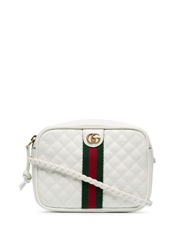 Gucci white GG small quilted-leather shoulder bag
