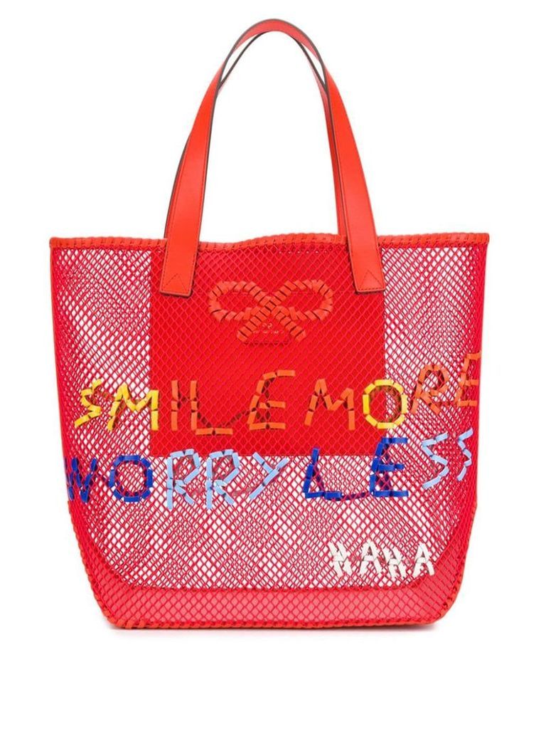 Anya Hindmarch Smile More mesh tote - Red