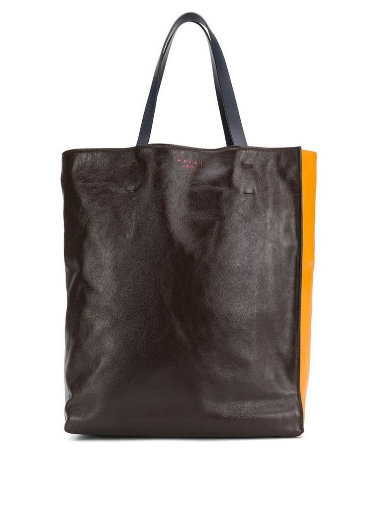 Marni colour-block tote bag - Brown