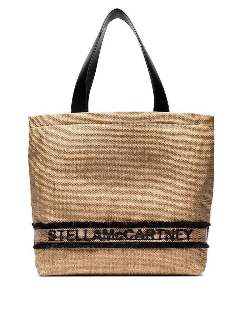 Stella McCartney woven logo tote bag - Neutrals