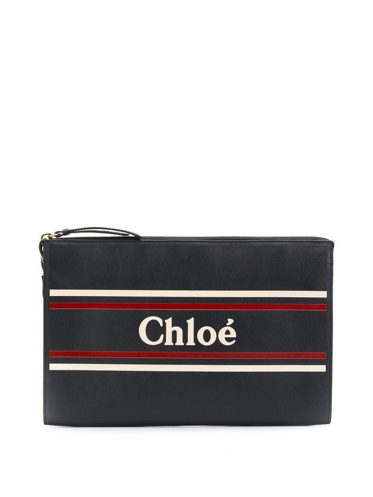 Chloé logo print clutch bag - Blue