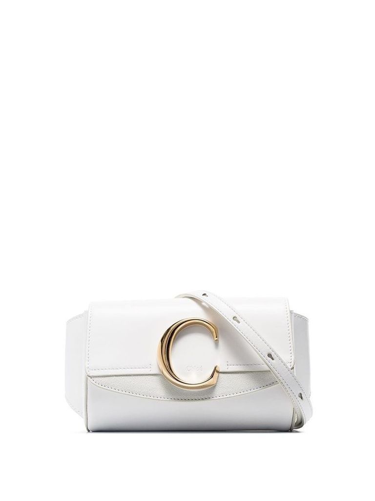 Chloé White C-ring flap-top leather belt bag