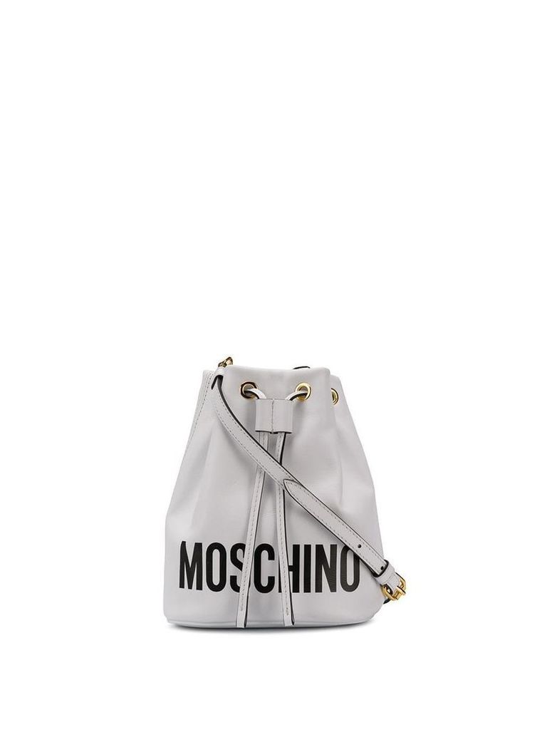 Moschino logo bucket bag - White