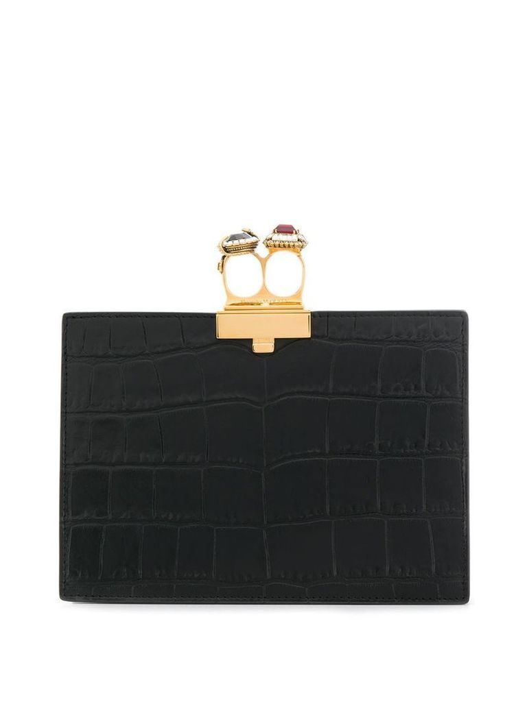 Alexander McQueen small jeweled clutch - Black