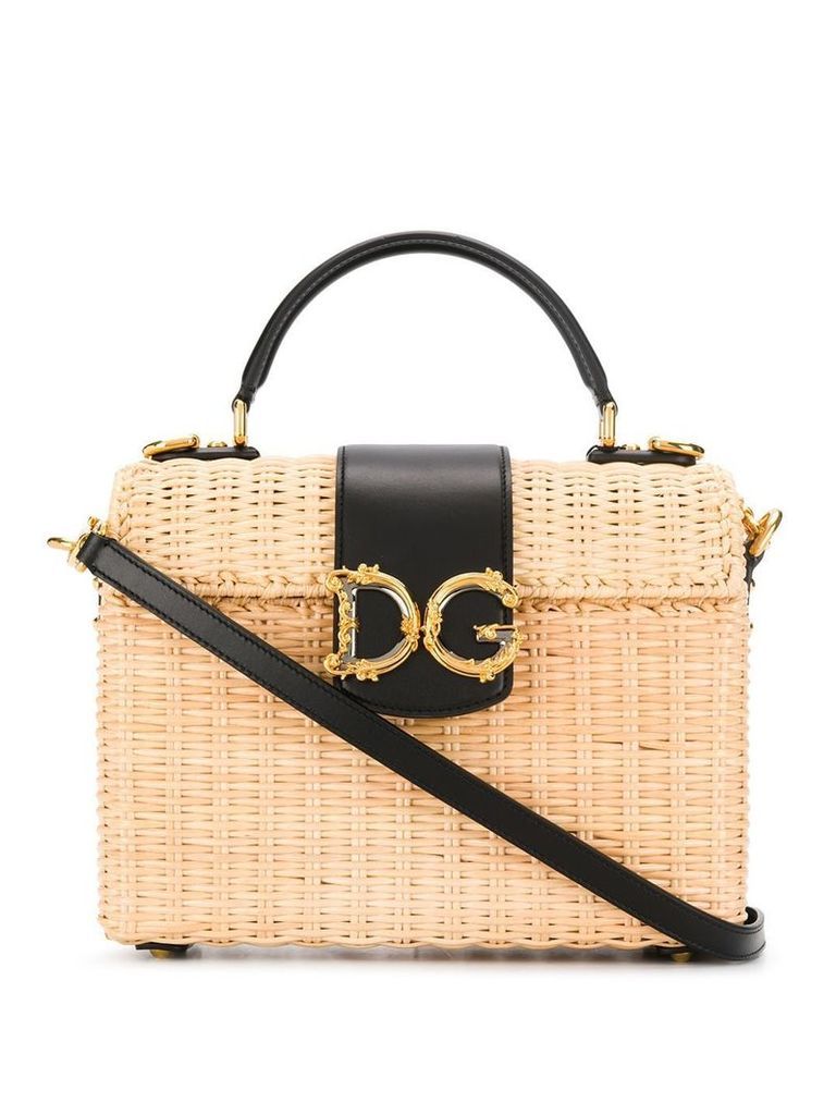 Dolce & Gabbana logo straw bag - Neutrals