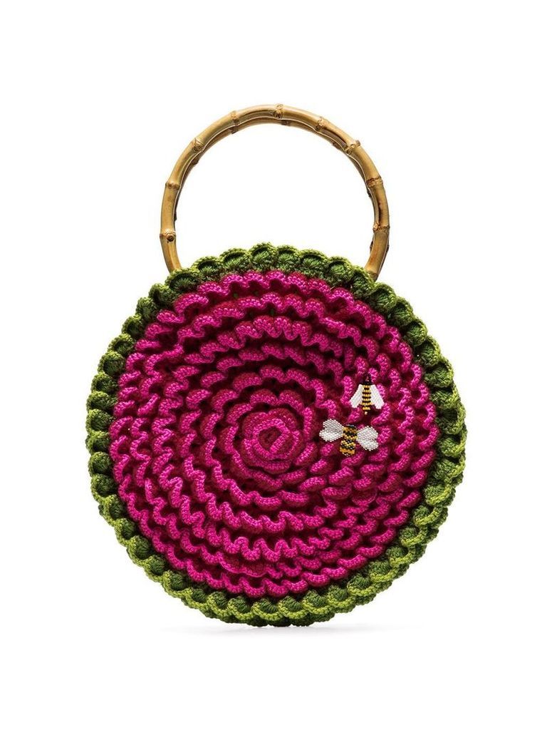 My Beachy Side knitted bee embroidered bag - PINK