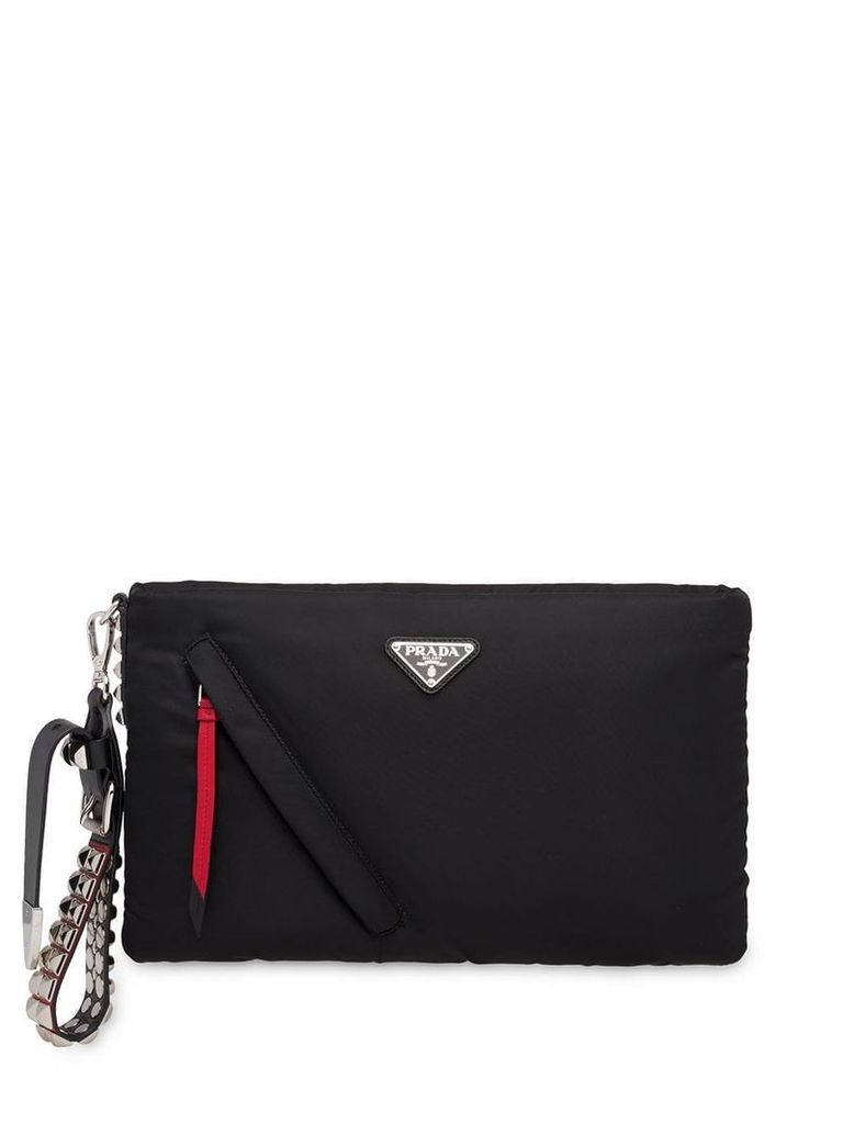 Prada logo-embellished clutch bag - Black