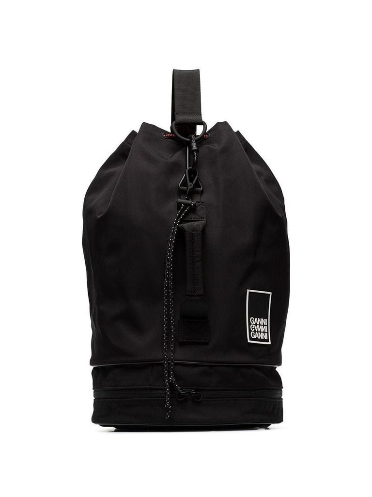 GANNI triple-strap drawstring backpack - Black