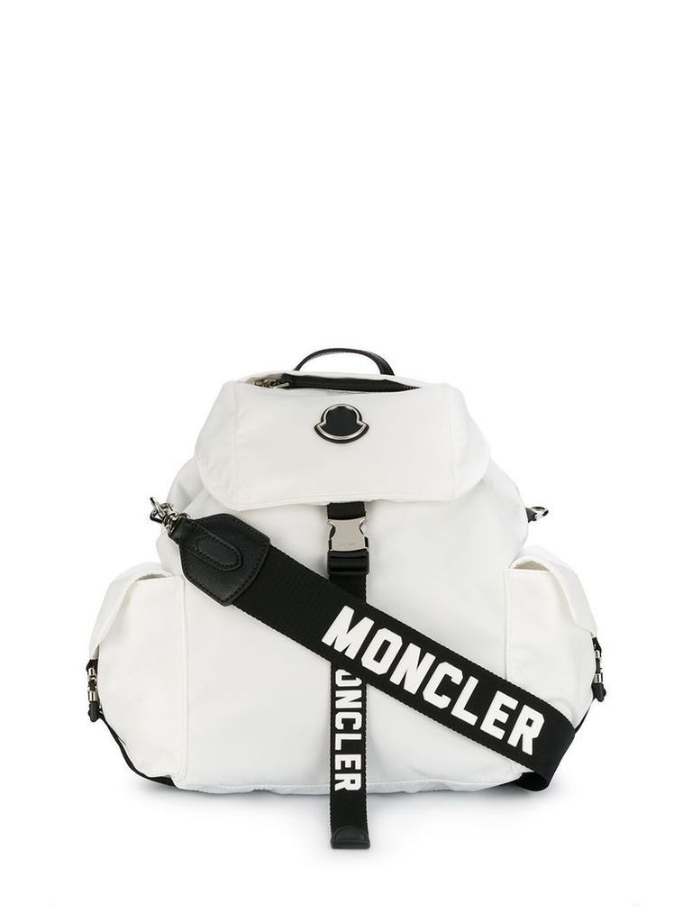 Moncler logo strap backpack - White