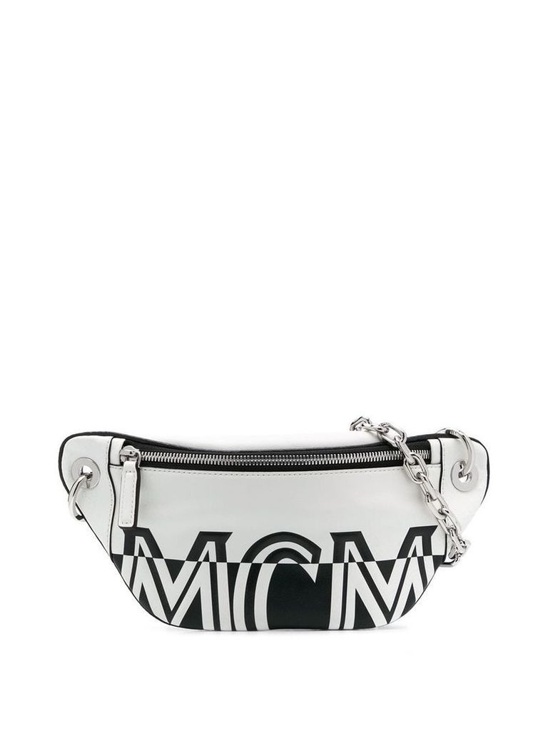 MCM logo print belt bag - White