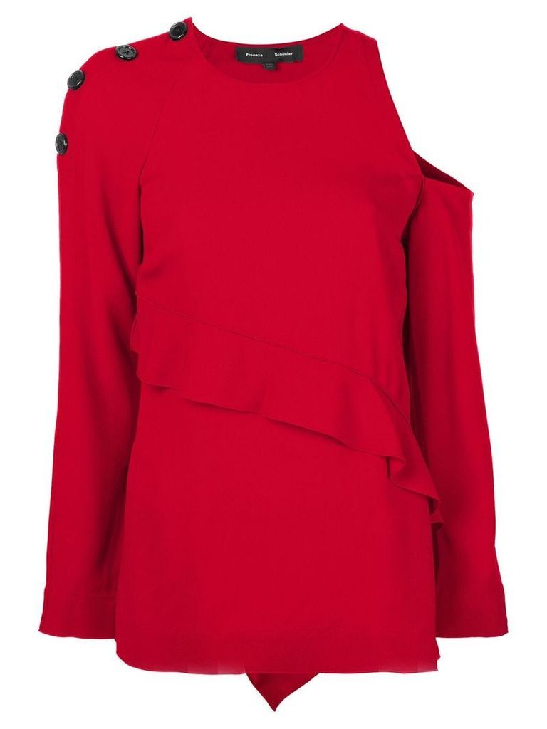Proenza Schouler cut-out shoulder and frill detail sweater - Red