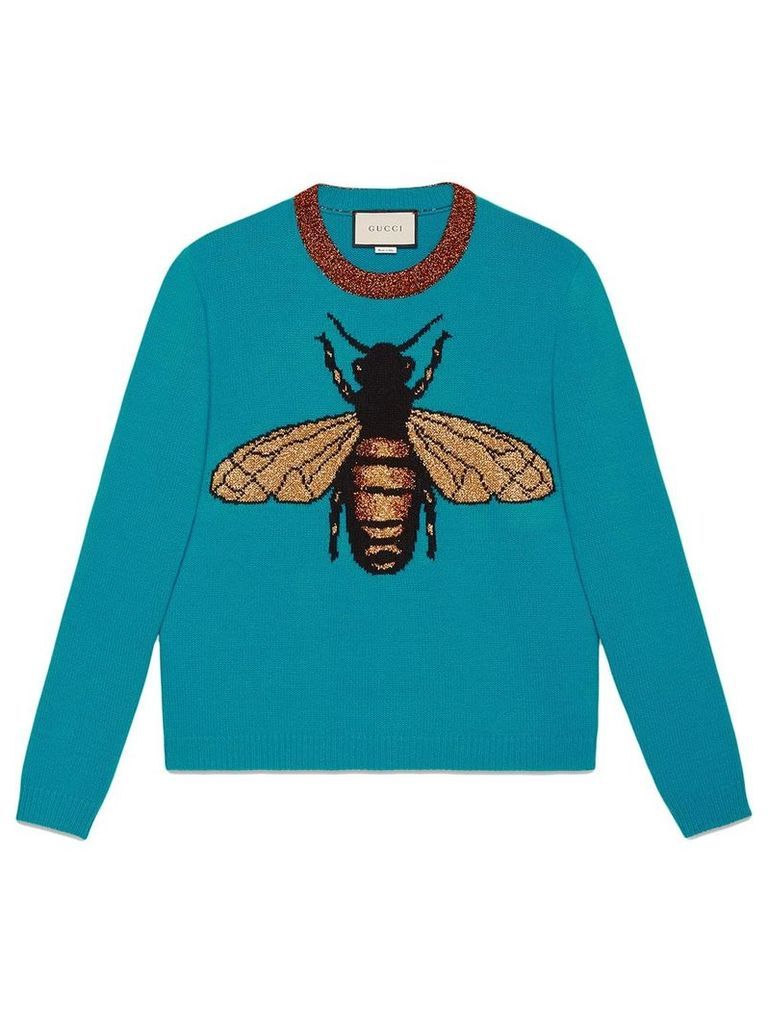 Gucci Bee wool knit sweater - Blue