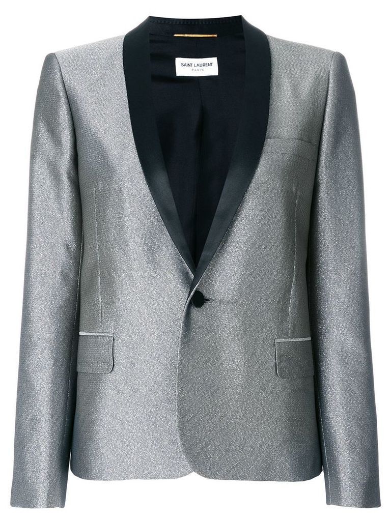 Saint Laurent metallic fitted blazer - Grey
