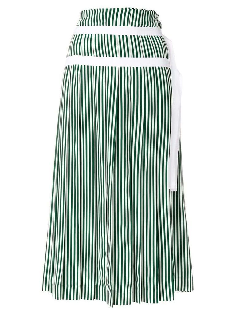 Joseph striped pleated skirt with double belt detail - Green