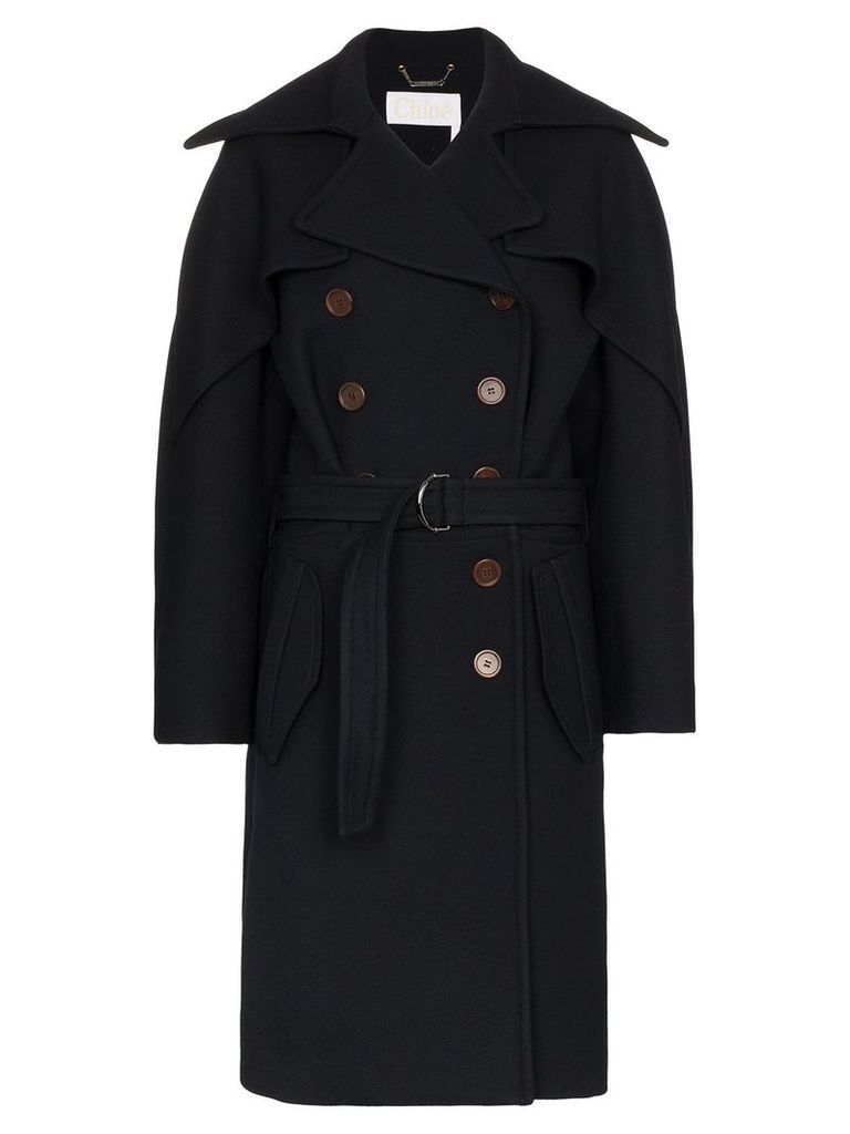 Chloé Belted wool trench coat - Blue