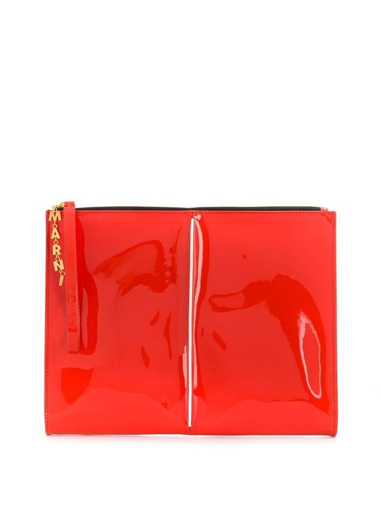 Marni patent clutch bag - Red