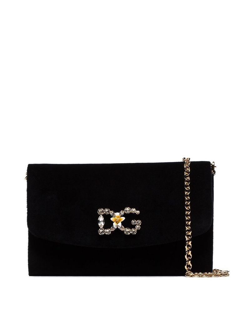 Dolce & Gabbana crystal logo crossbody bag - Black