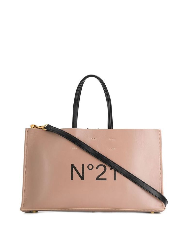 Nº21 logo print tote bag - Neutrals
