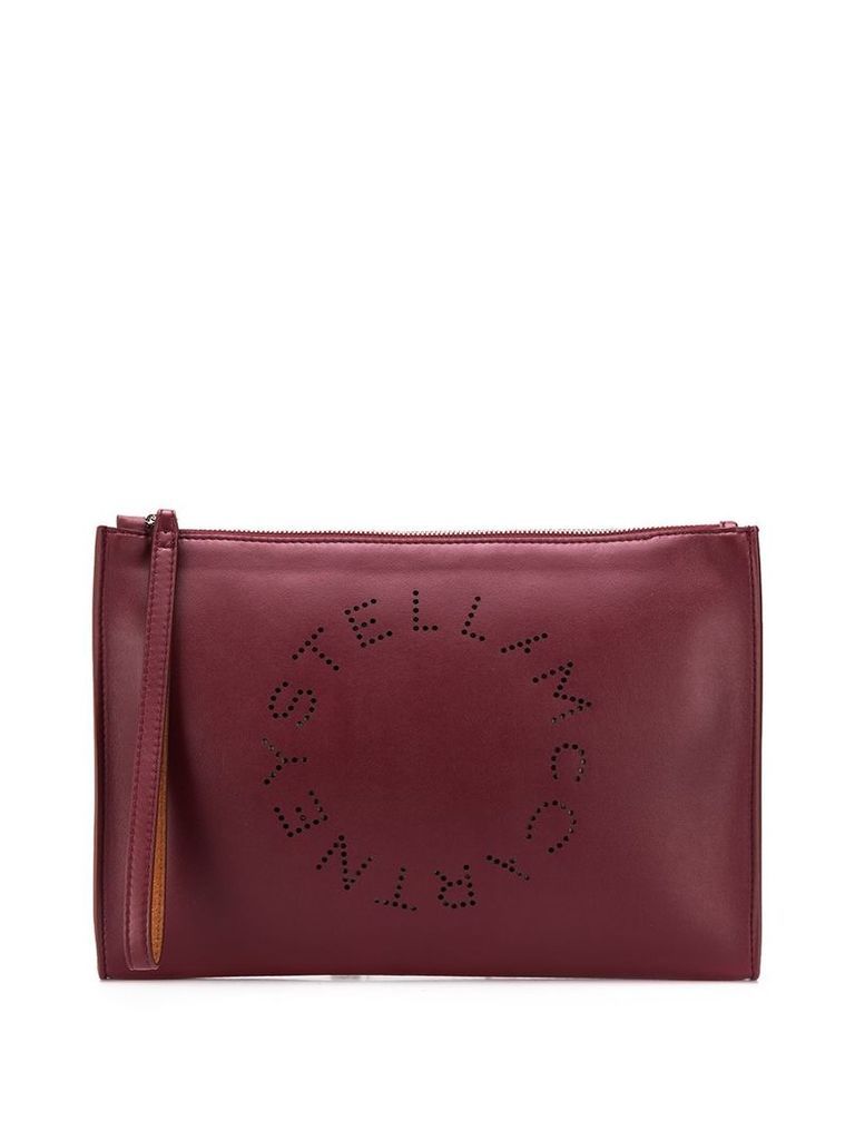 Stella McCartney large perforated-logo clutch - Red