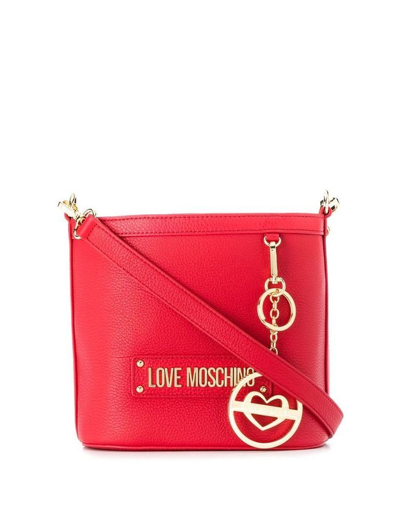 Love Moschino logo plaque bucket bag - Red